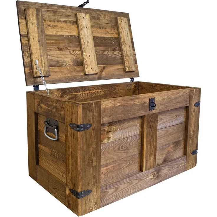 Kistenkolli Altes Land Allzweckkiste Grosse Holztruhe Oskar Palisander 80x45x47cm Schatztruhe Aufbewahrungs (Spar-Set, 1er Set) – Bild 5