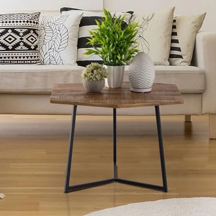 Amagohome Couchtisch Beistelltisch Couchtisch Inka 6-eckig Wohnzimmer Tisch 56 x 48 cm Man – Bild 1
