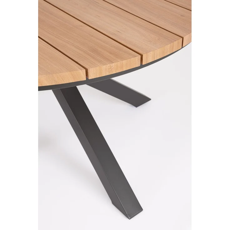 Gartenesstisch Zelmar Aluminium, modern skandinavisch, rund Ø 130 cm, natur-anthrazit, für 4-6 Personen – Bild 2