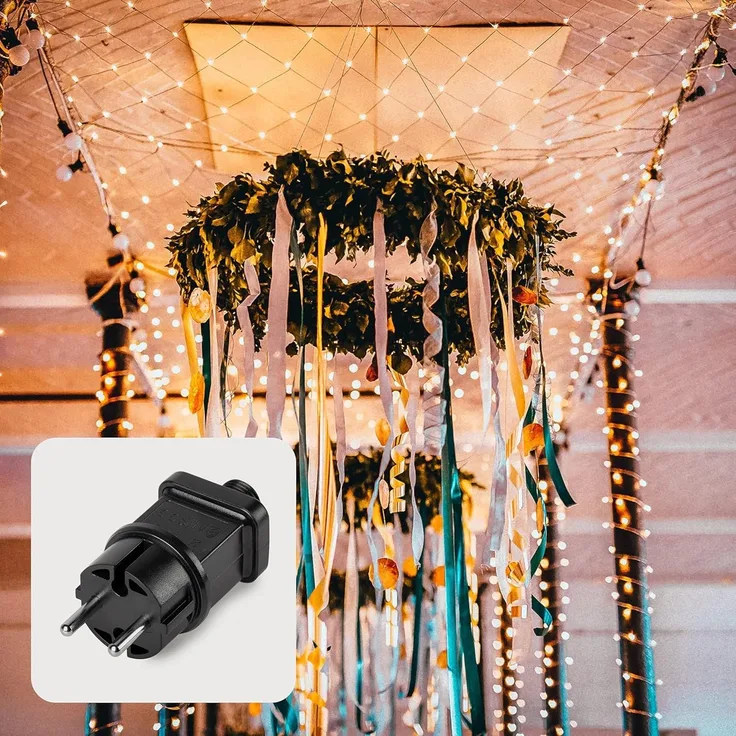 hellum-Lichternetz außen warmweiße Buschbeleuchtung 208 warm-weiße LED 3x3 m für Balkon Hauswand Beleuchtung von Pavillon Garten für Party Weihnachten Hochzeit