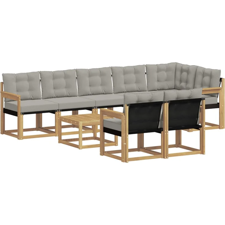 vidaXL Outdoor-Sofagarnitur 9 stk. 8-Sitzer Weiß und Hellgrau 3389613 – Bild 2