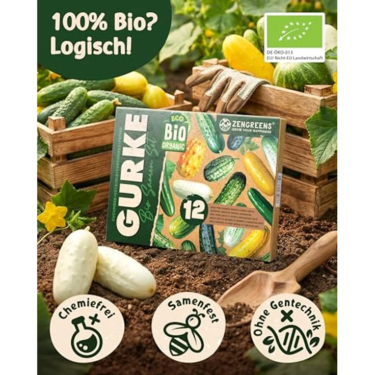 ZenGreens® - Bio Gurkensamen im 12er Set - 12 Gurken Samen für den einfachen Anbau im Garten, Balkon oder Hochbeet - Pflanzensamen - Saatgut – Bild 3