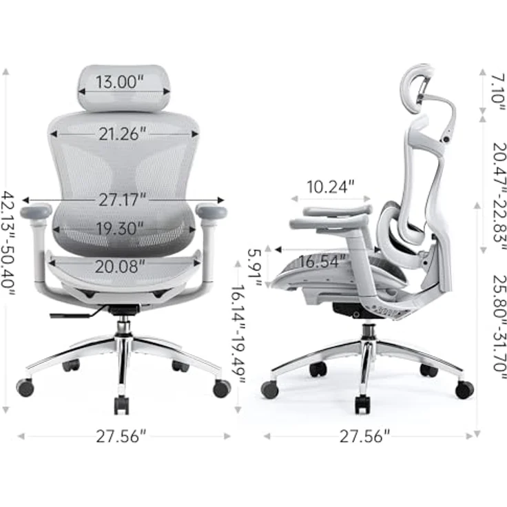 SIHOO Doro C300 Ergonomischer Bürostuhl mit ultraweichen 3D-Armlehnen, dynamischer Lordosenstütze für den Homeoffice-Stuhl, Verstellbarer Rückenlehne (Weiß) – Bild 4