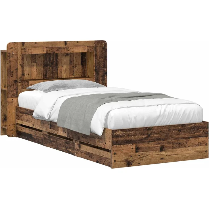 vidaXL Bettgestell mit Stauraum und Kopfteil Altholz 80 x 200 cm 3434000 – Bild 2