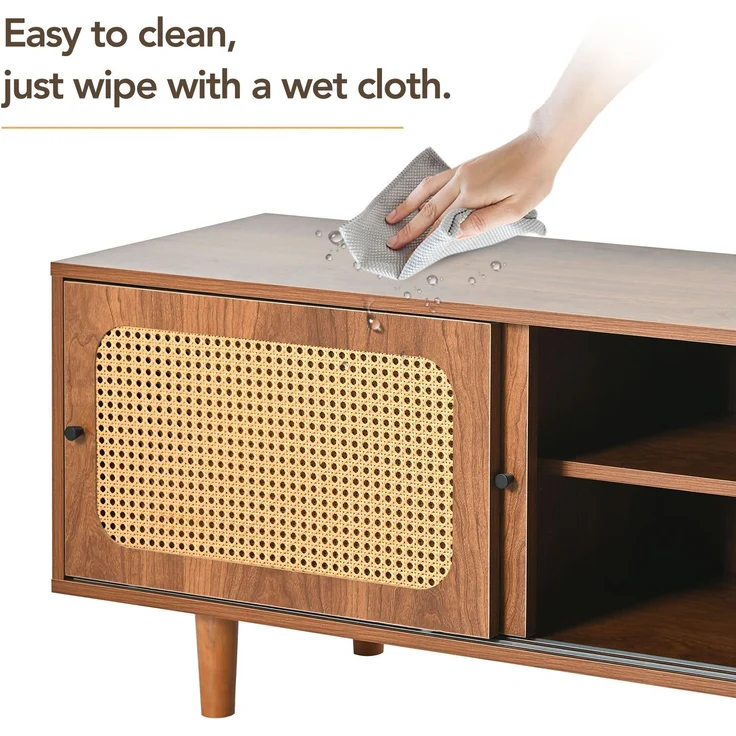 Rattan-Sideboard-Set für Wohnzimmer - Kombination aus Rattan-Kommode und Schuhschrank, Walnussfarben – Bild 9