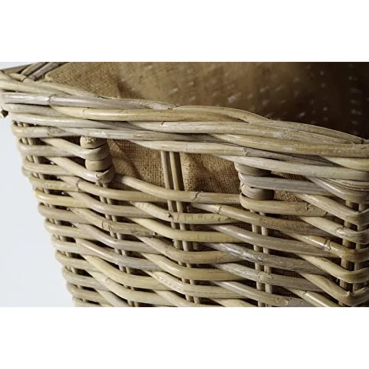 Kobolo Kaminholzkorb Holzkorb aus Rattan mit Jute und stabilen Rollen – Bild 5