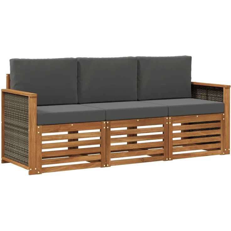 vidaXL Outdoor-Sofagarnitur 3 stk. 3-Sitzer Natur und Anthrazit 3383958 – Bild 2