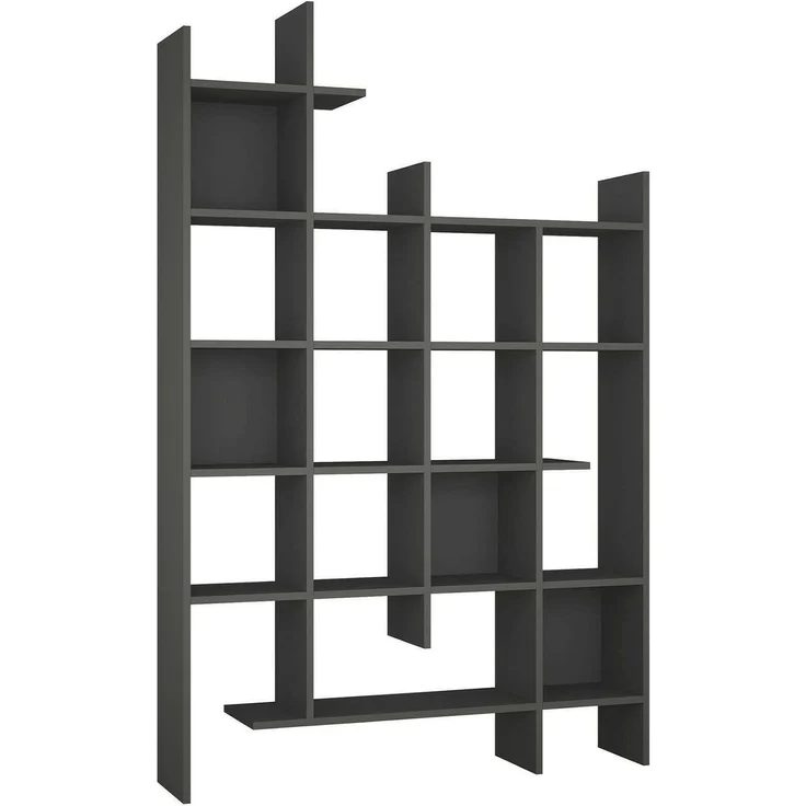 Dmora - Bücherregal Chertan, Büroregal, Mobiler Buchhalter, Bücherbrett, 122x26h188 cm, Anthrazit – Bild 3