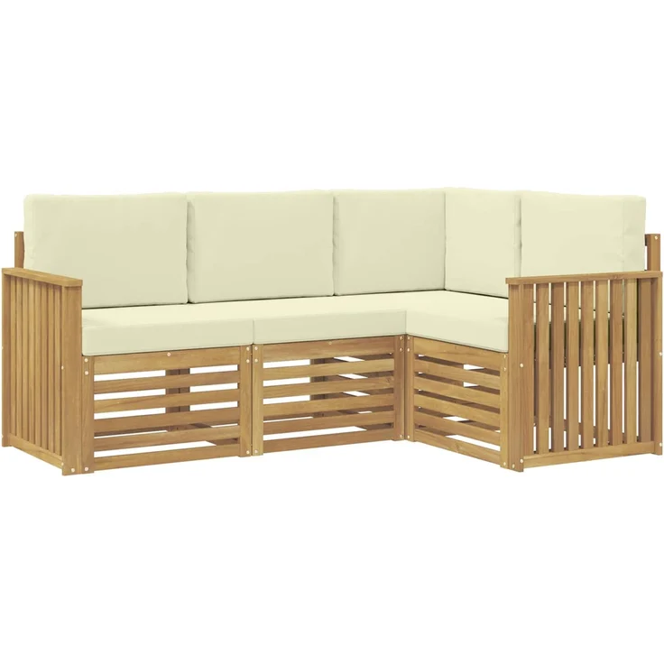vidaXL Outdoor-Sofagarnitur 4 Stk. Weiß und Creme Polyester 3391750 – Bild 2