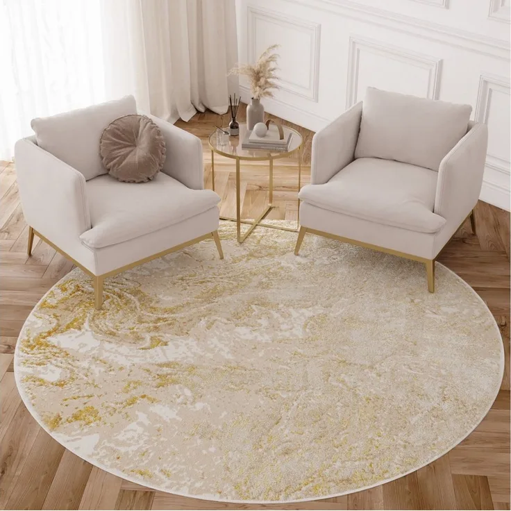 Tapiso Designteppich CRYSTAL, rund, Höhe: 8 mm, Kurzflor, elegante Linien mit Glanzeffekt, Wohnzimmer, Schlafzimmer