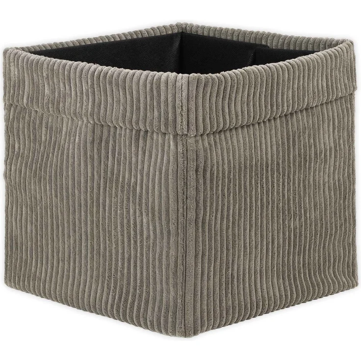Lycce faltbare Aufbewahrungsbox - Cord, passend für Kallax Regal, abnehmbarer Bezug, robust, formstabil Taupe 31x33x33cm – Bild 2