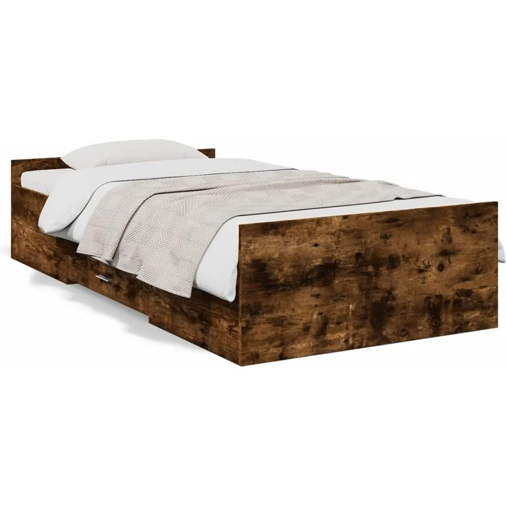 vidaXL Bettgestell mit Schubladen Räuchereiche 90x200cm Holzwerkstoff 3280339 – Bild 2