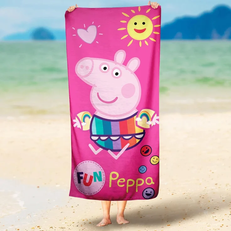 BERONAGE Strandtücher Peppa Wutz Pig Badetuch Beach Fun 60x120 cm, 100% Baumwolle (1-St), Frottee in Velours-Qualität – Bild 2