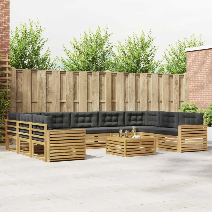 vidaXL Outdoor-Sofagarnitur 10 stk. 9-Sitzer Weiß und Anthrazit 3391202