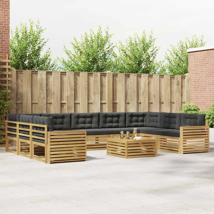 vidaXL Outdoor-Sofagarnitur 10 stk. 9-Sitzer Weiß und Anthrazit 3391202 – Bild 1