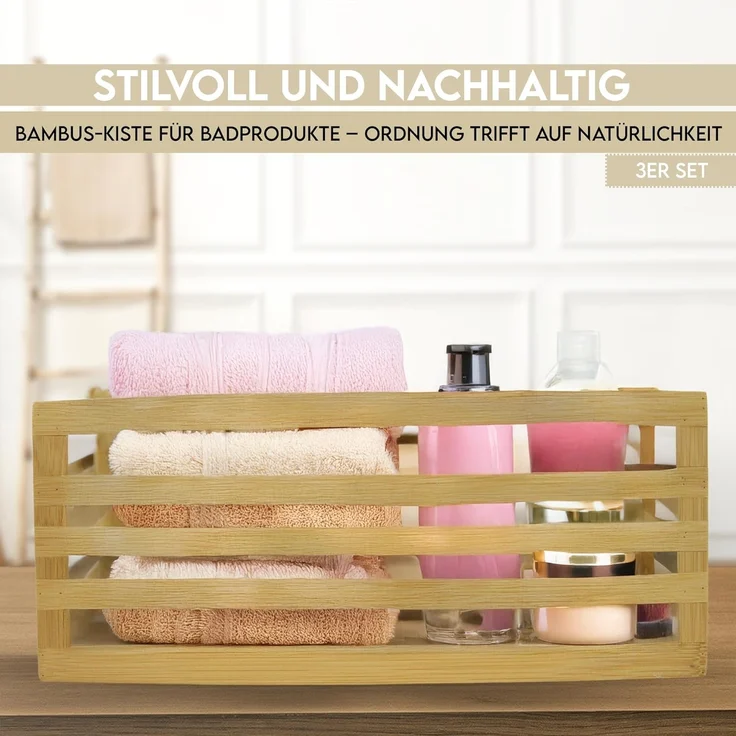 hausleben Aufbewahrungsbox Holzboxen zur Aufbewahrung 3er Set Küche, Bad, Wohnen (1 St), Dekorative Ordnungshelfer mit natürlicher Eleganz – Bild 3