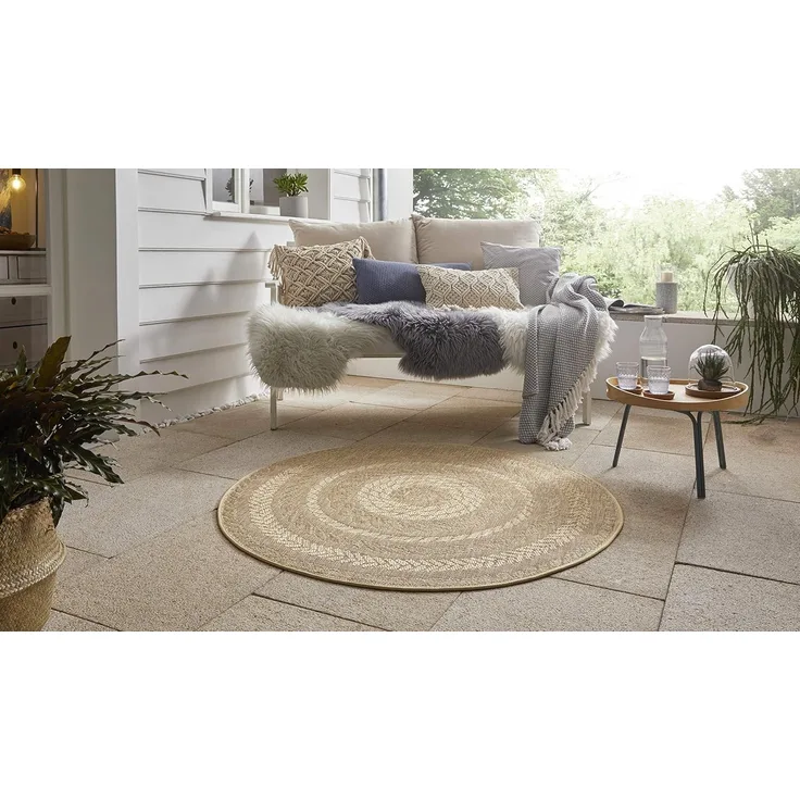 HANSE Home Teppich Almendro, rund, Höhe: 6 mm, Sisal Optik, Robust, Pflegeleicht, Flachgewebe