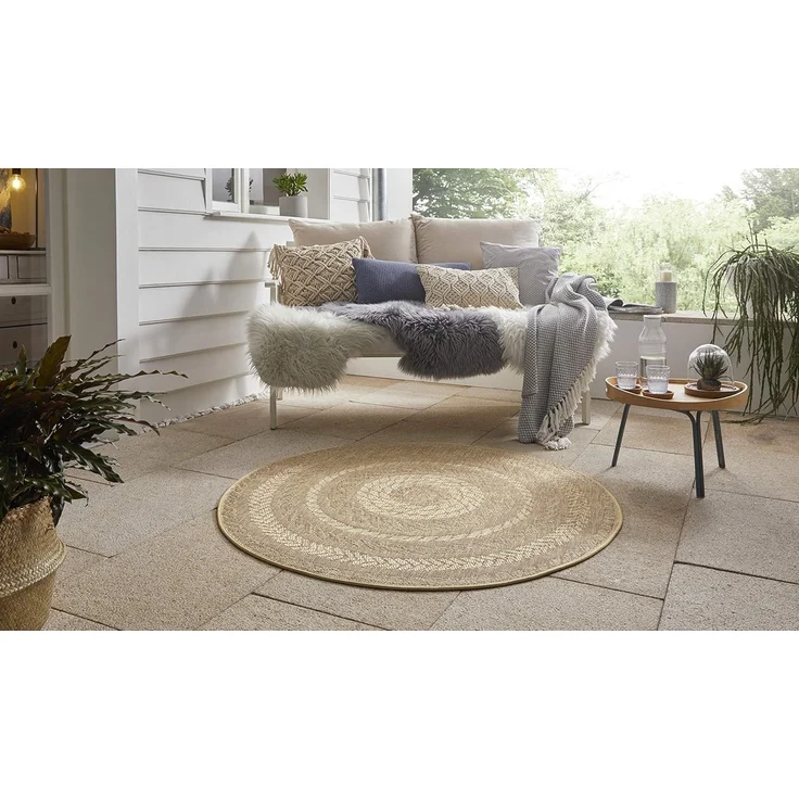 HANSE Home Teppich Almendro, rund, Höhe: 6 mm, Sisal Optik, Robust, Pflegeleicht, Flachgewebe