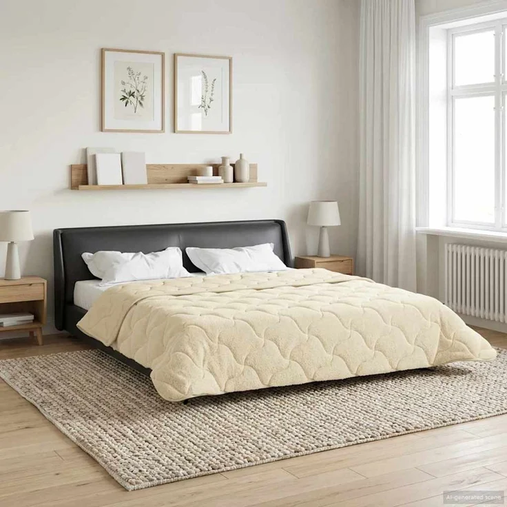 vidaXL Winterbettdecke Creme 220 x 260 cm Mikrofaser und Teddy-Fleece 42026371 – Bild 1