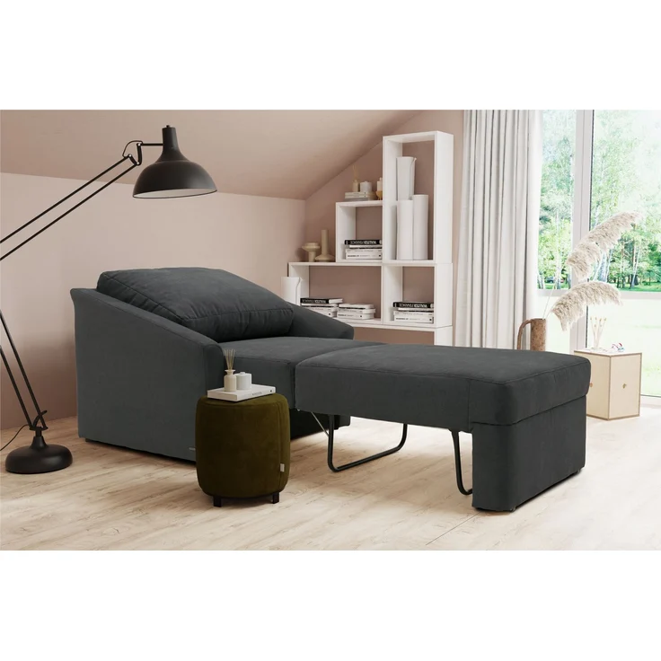 DOMO. collection Sessel Relax Box, Polstersessel mit Boxspringfederung und Schlaffunktion, Armsessel, Cocktailsessel, Loungesessel, 108 x 96 x 86 cm (BxTxH), dunkelgrau – Bild 13