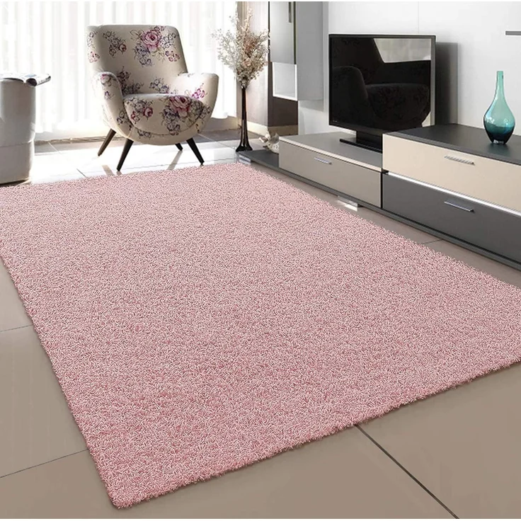 SANAT Teppich Wohnzimmer - Hellrosa Hochflor Langflor Teppiche Modern, Größe: 120x170 cm