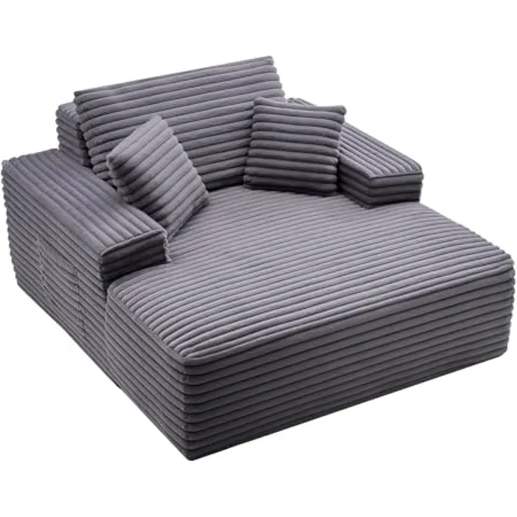 VEVOR Chaiselongue Relaxliege 124 cm, gepolstertes Schlafsofa mit Dekokissen & Armlehnen, Schlafcouch mit tiefer Sitzfläche für Wohnzimmer Schlafzimmer, Loungesessel aus hochelastischem Schwamm