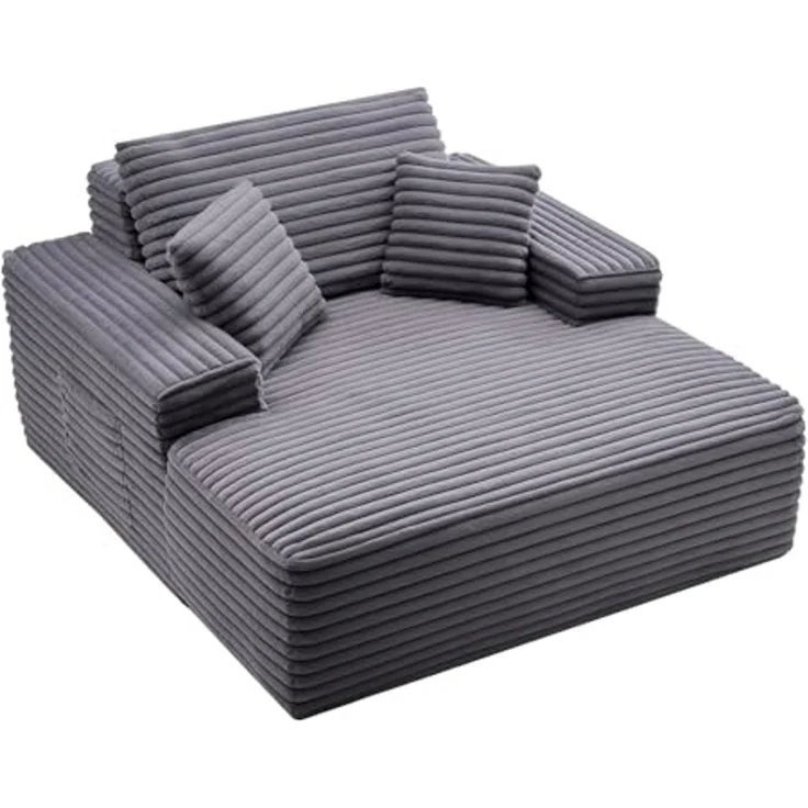 VEVOR Chaiselongue Relaxliege 124 cm, gepolstertes Schlafsofa mit Dekokissen & Armlehnen, Schlafcouch mit tiefer Sitzfläche für Wohnzimmer Schlafzimmer, Loungesessel aus hochelastischem Schwamm – Bild 1