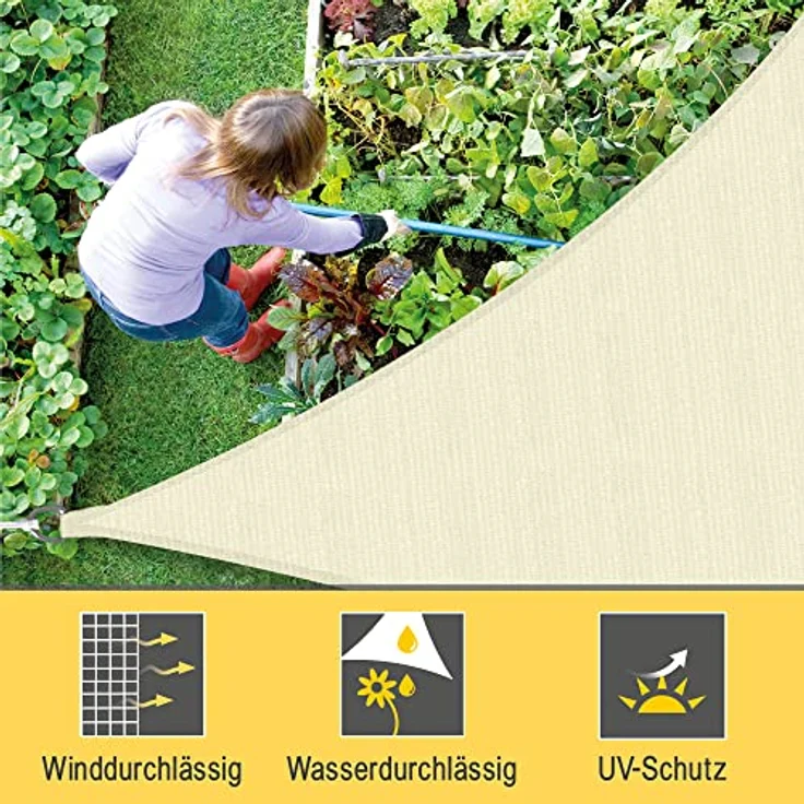 Sonnensegel dreieckig 2 x 2 x 2 m Balkon Sonnensegel Wasserdurchlässig Terrasse Sonnenschutz Segel Creme – Sol Royal Sonnensegel Balkon Segeltuch UV Sonnenschutz Garten Pool Camping - Shade Sails HS9 – Bild 3