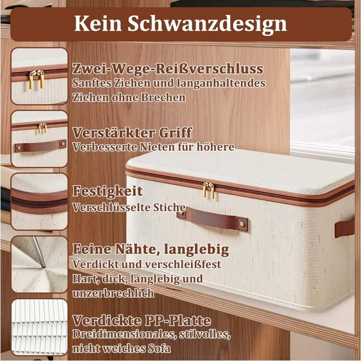 Diwzbyn Aufbewahrungsbox Faltbare Aufbewahrungsbox mit Deckel, aufbewahrungskoffer mit Reißverschluss – Bild 4