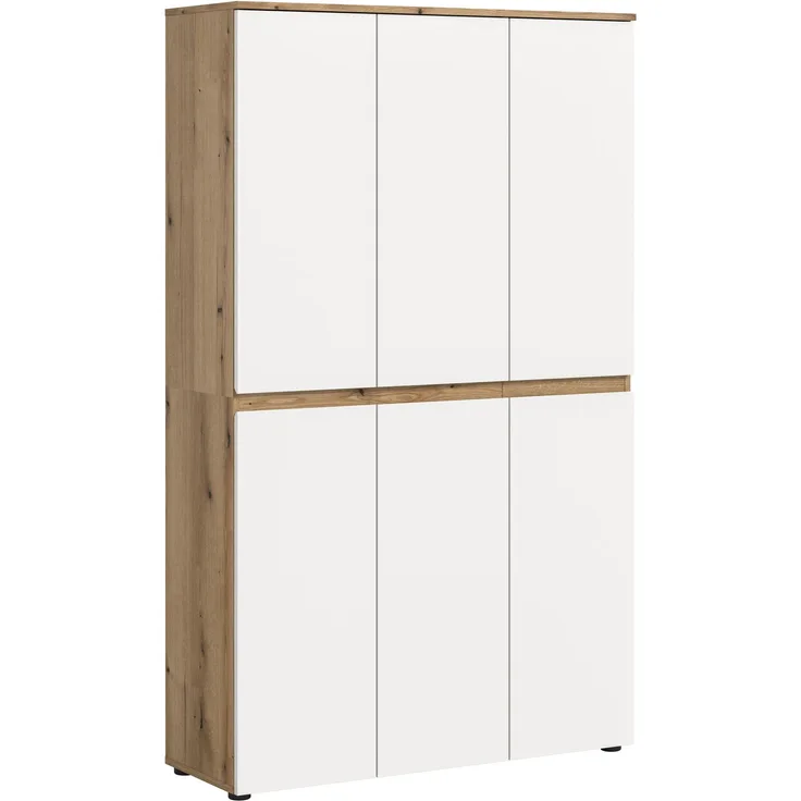 Universalschrank (B/H/T: 105x175x37 cm) in weiß und Evoke Oak Nachbildung