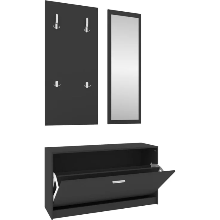 vidaXL 3-tlg. Flurmöbel-Set Schwarz Holzwerkstoff 342571 – Bild 6