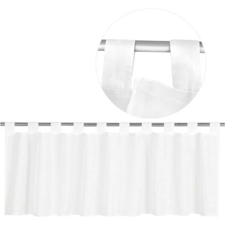 Schlaufen-Bistrogardine in B160cm x L60cm, transparente uni Scheibengardine Voile in vielen verschiedenen Farben erhältlich (weiß - schneeweiß) – Bild 4