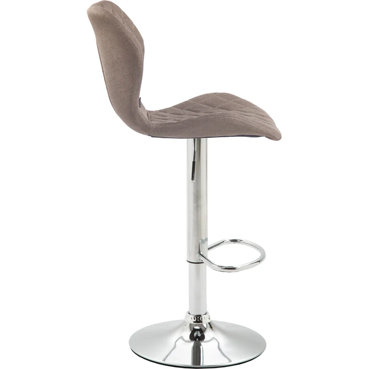 2er Set Barhocker DIBEL - Stoff Taupe 47x51x88 cm Silber | Barstuhl Höhenverstellbar Mit Lehne Drehbar Tresenhocker Tresenstuhl Kneipenhocker – Bild 3