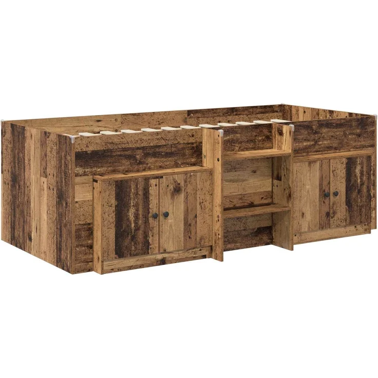 vidaXL Loft Bettgestell mit Schrank 3 stk. Altholz Holzwerkstoff 3423380 – Bild 3