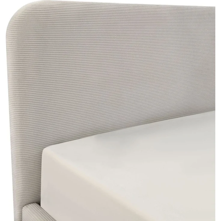 Casâme Bettkasten 140x190 cm mit Kopfteil bezogen mit beigem - LIVY - Beige – Bild 4