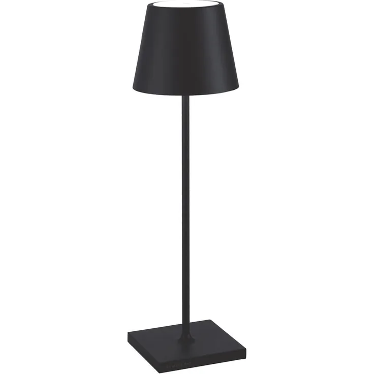 Zafferano, Poldina Pro Lampe, Kabellose, Wiederaufladbare Tischlampe mit Touch Control, Auch für den Außenbereich Geeignet, Dimmer, 2200-3000 K, Höhe 38 cm, Farbe Schwarz