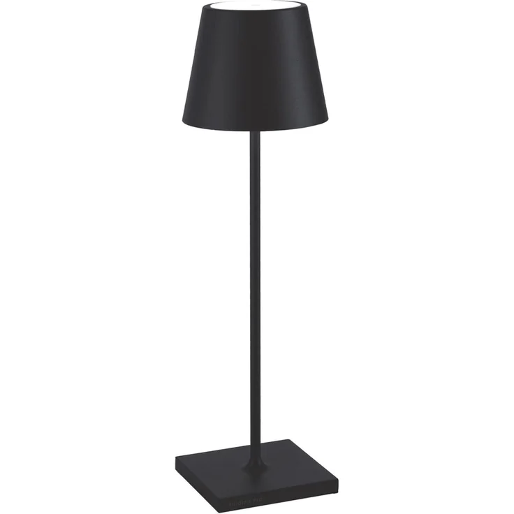 Zafferano, Poldina Pro Lampe, Kabellose, Wiederaufladbare Tischlampe mit Touch Control, Auch für den Außenbereich Geeignet, Dimmer, 2200-3000 K, Höhe 38 cm, Farbe Schwarz