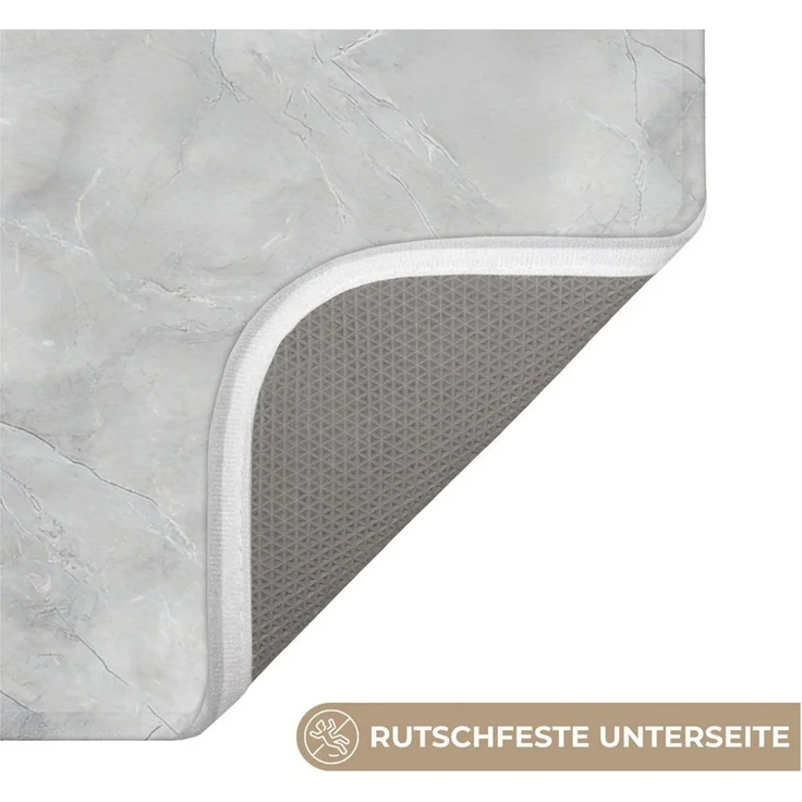 OnlyWow WC-Vorleger Grau - Marmor - Matt, Höhe 10 mm, Polyester, U-Form, Vorleger mit Ausschnitt, Toilettenvorleger, Toilettenteppich – Bild 3