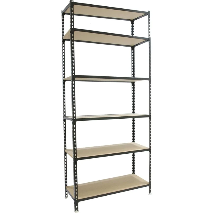 Simonrack Schwerlastregal, Lagerregal, 250 x 110 x 30 cm, Metallregal, Kellerregal, Biegestelle 200 kg, 6 Holzfachböden, Anthrazit/Holz - Maderclick – Bild 1