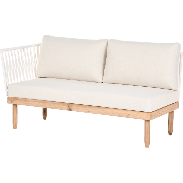 Lounge Set mit Tisch 4-Sitzer CREMONA Akazienholz linksseitig Weiß – Bild 7