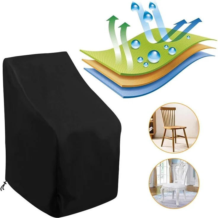 Stacking Outdoor Chair Cover Waterproof, Outdoor Patio Furniture Covers Stacked Chairs 210D, Lounge Chair Covers Outdoor Stack Chairs for All Weather Protection, Black, 25"L x 25"W x 47”H – Bild 3