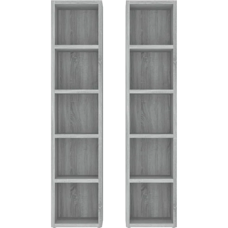 vidaXL CD-Regale 2 Stk. Grau Sonoma 21x16x93,5 cm Holzwerkstoff 815319 – Bild 3