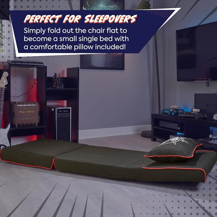 X Rocker Crash Pad Junior Gaming-Klappsessel & Schlafmatratze - schwarz/rot – Bild 5