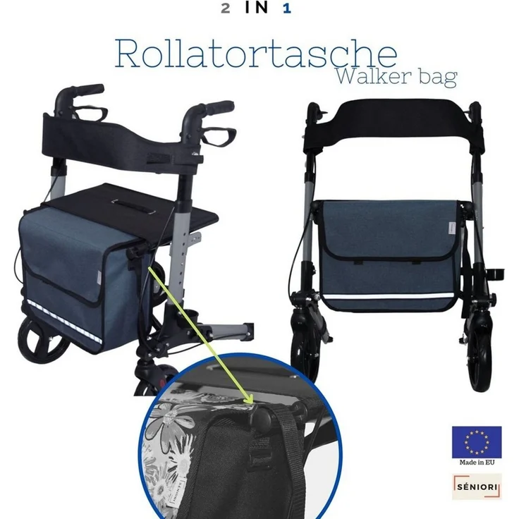 Seniori Aufbewahrungstasche SENIORI Rollator / Rollstuhl Tasche Rollatortasche Rollstuhltasche, 5. Blau_Classic – Bild 3