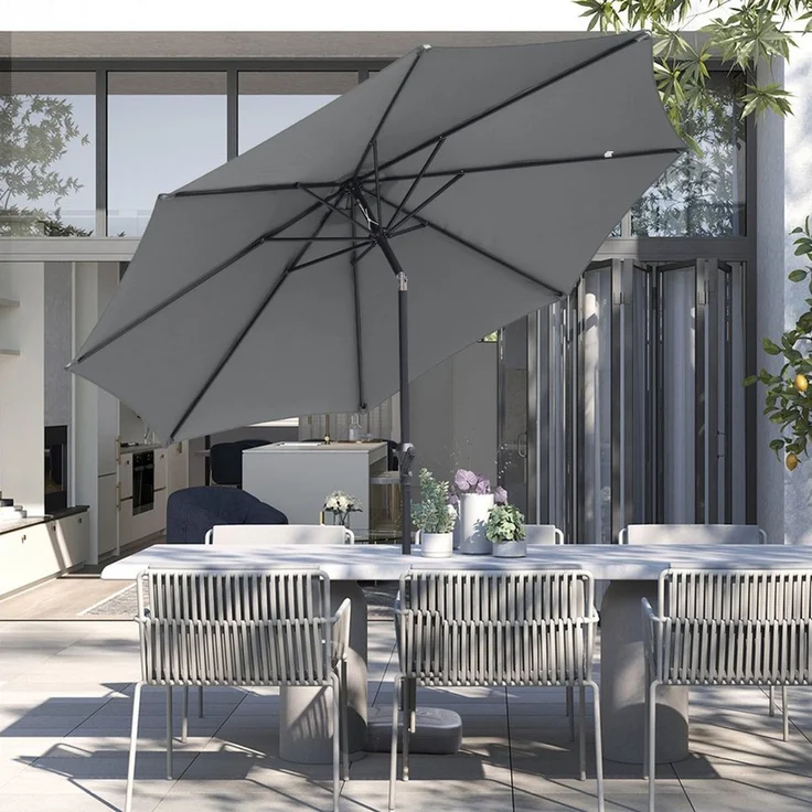 Sekey Sonnenschirm ø 200/270/300 cm Gartenschirm Rund, Marktschirm Knickbar, mit Kurbel, LxB: 300x300 cm, sonnenschirm 300cm, Neigungswinkel, für Balkon Garten, UV 50+ – Bild 2