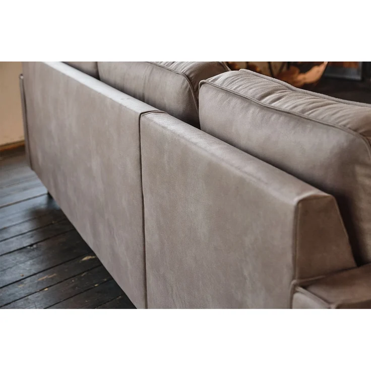 KAWOLA Ecksofa VILNIUS 3-Sitzer mit Longchair links Lederfaserstoff anthrazit 85 x 170 x 286 cm – Bild 8