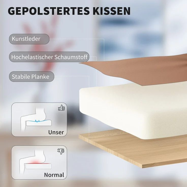HOMCOM Bürostuhl, Kunstleder, Mehrschichtenplatte, Braun, 67 x 65 x 119 cm – Bild 5