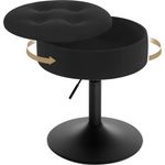 WOLTU Verstellbarer Sitzhocker Stuhl, Arbeitshocker Bürohocker Hocker mit Stauraum, niedriger Barhocker aus Samt für Kneipe Esszimmer, Schwarz, 49,5-65 cm, BH329sz-1