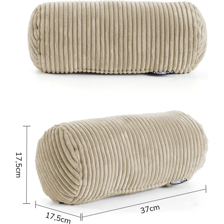 mokebo Nackenrolle Das Nickerchen, aus Cord Stoff, auch als gemütliches Nackenkissen, Kissenrolle o. Zierkissen in Beige – Bild 5