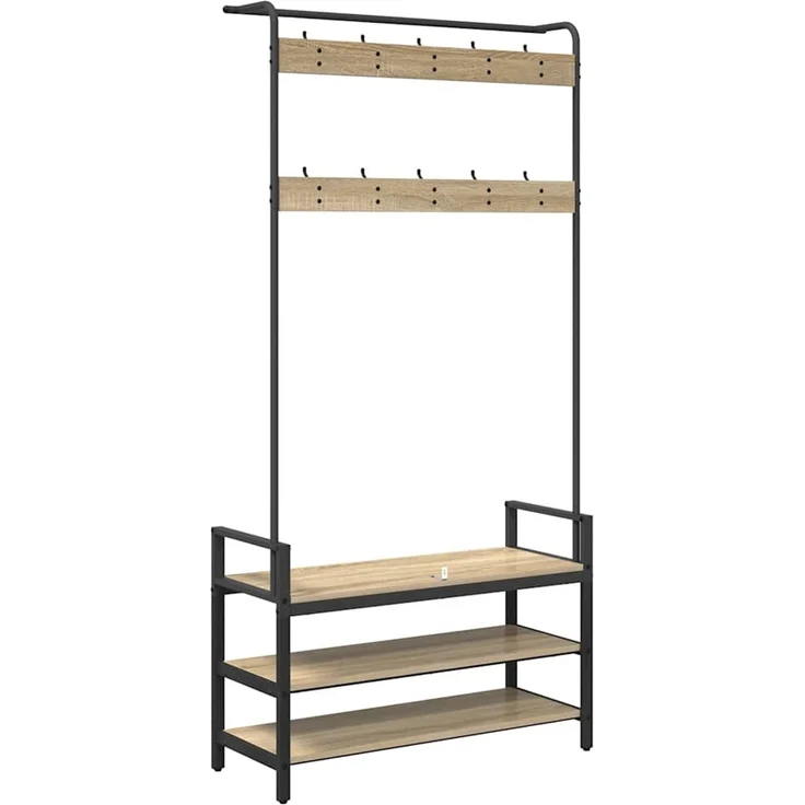 vidaXL Garderobenständer 95 x 34 x 184 cm Sonoma-Eiche Holzwerkstoff 879960 – Bild 7